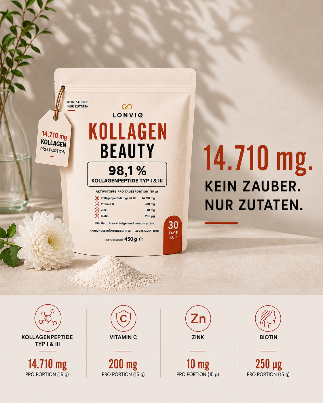 LONVIQ Kollagen Beauty 450 g Doypack